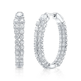 WHITE GOLD DIAMOND CROWN SETTING HOOP EARRING