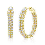 WHITE GOLD DIAMOND CROWN SETTING HOOP EARRING