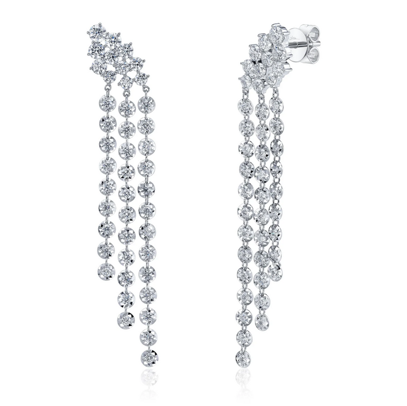 YELLOW GOLD DIAMOND FRINGE EARRING