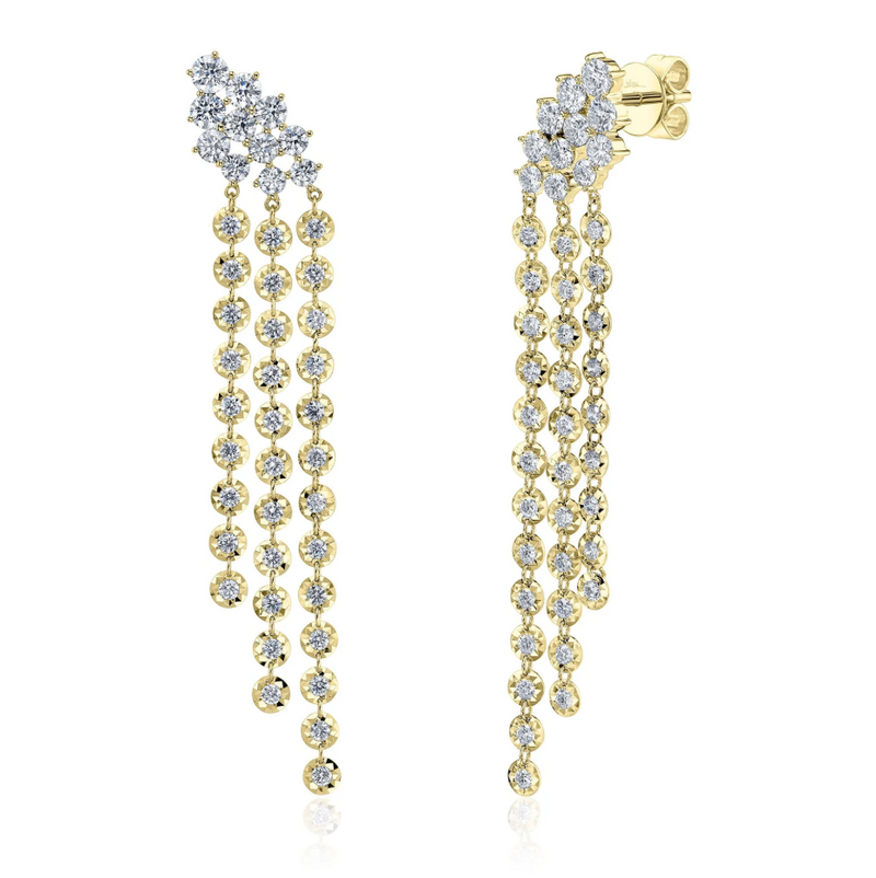 YELLOW GOLD DIAMOND FRINGE EARRING