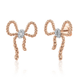 YELLOW GOLD DIAMOND BOW STUD EARRING