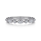 Esperanza - 14K White Gold Double Prongs Marquise and Round Diamond Anniversary Band - 0.5 ct