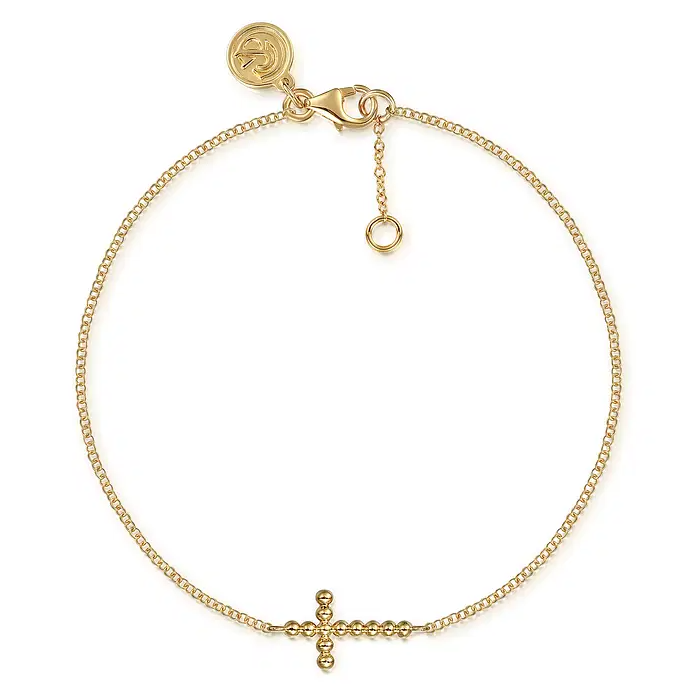 14K Yellow Plain Gold Bujukan Cross Bracelet