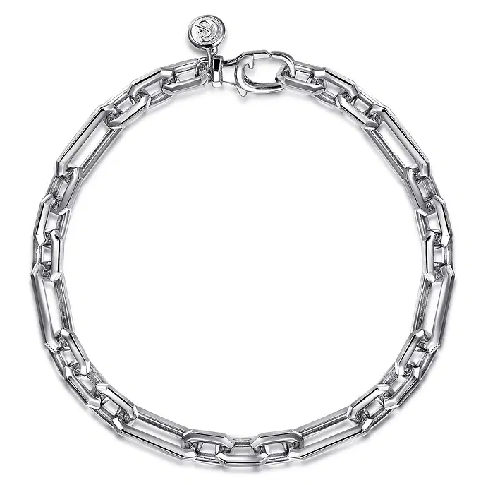 Sterling Silver Hollow Figaro Chain Bracelet