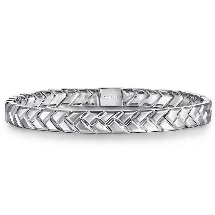 925 Sterling Silver 7mm Width Herringbone Mens Bracelet