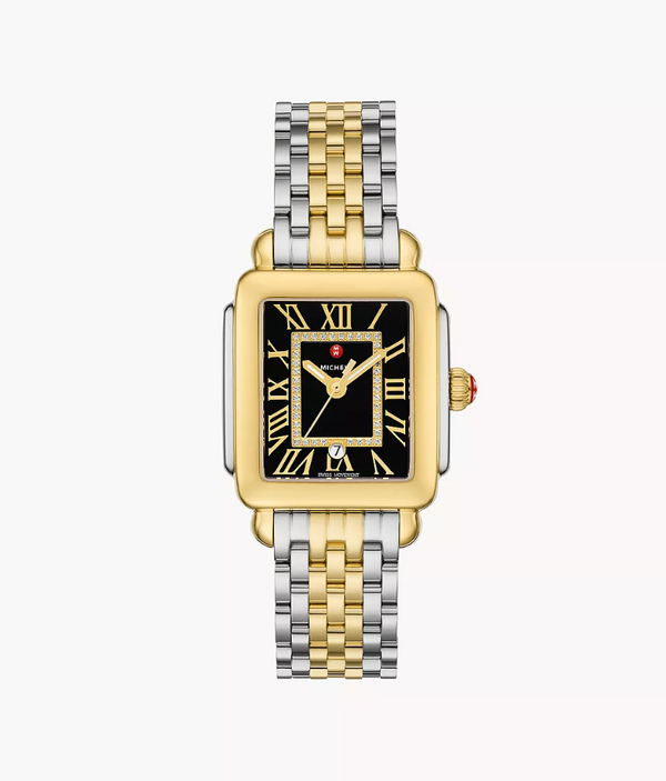 Michele Deco Madison Mid Two-Tone 18K Gold-Plated Diamond Watch
