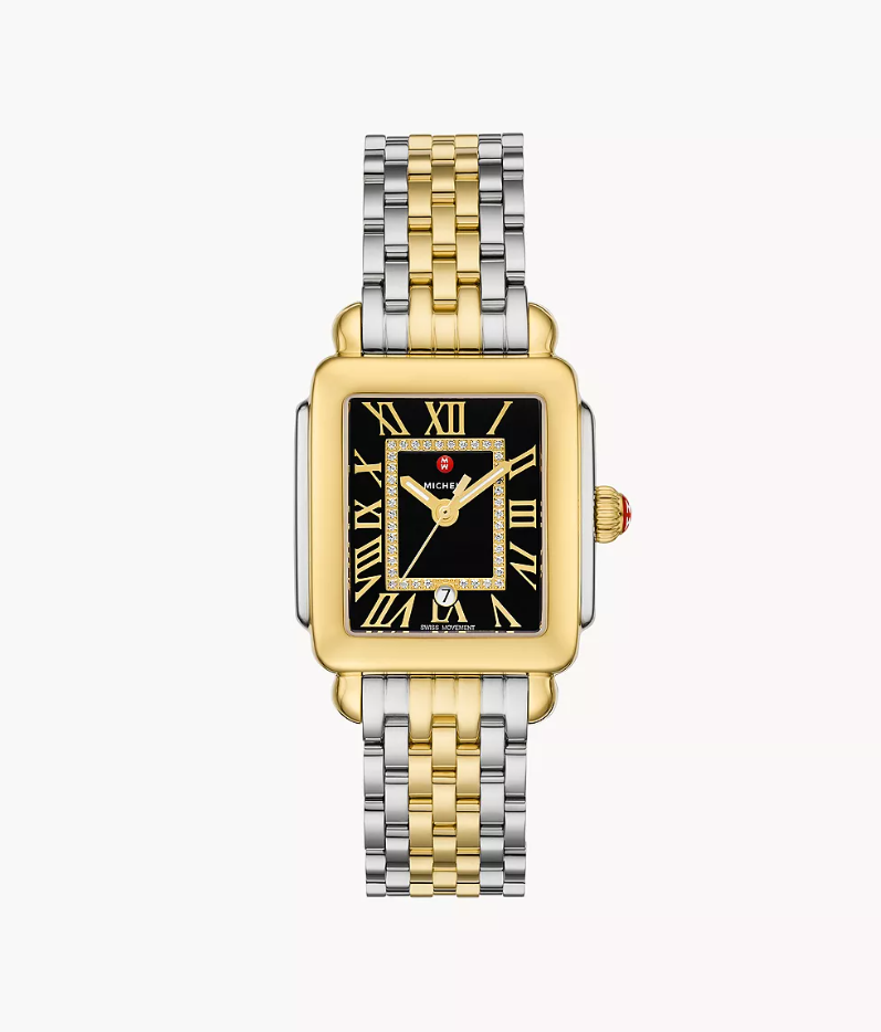 Michele Deco Madison Mid Two-Tone 18K Gold-Plated Diamond Watch