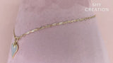 14K Yellow Gold Diamond and Mother of Pearl Heart Necklace
