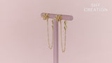14K Yellow Gold Diamond Trio and Chain Earrings