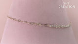 14K Yellow Gold Diamond Bezel Paper Clip Link Necklace