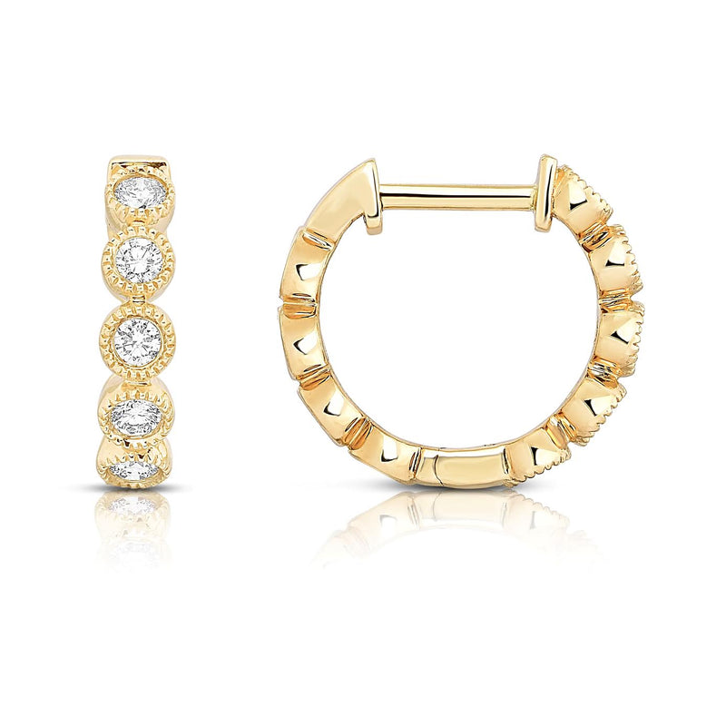 Diamond Bezel Set Huggie Earrings-EARRINGS-MWI Jewelry-