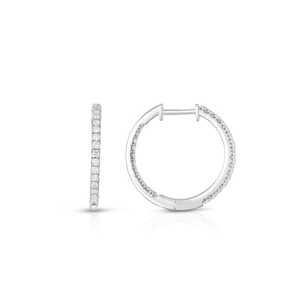 14K White Gold Diamond Inside & Outside Hoop Earrings-EARRINGS-MWI Jewelry-