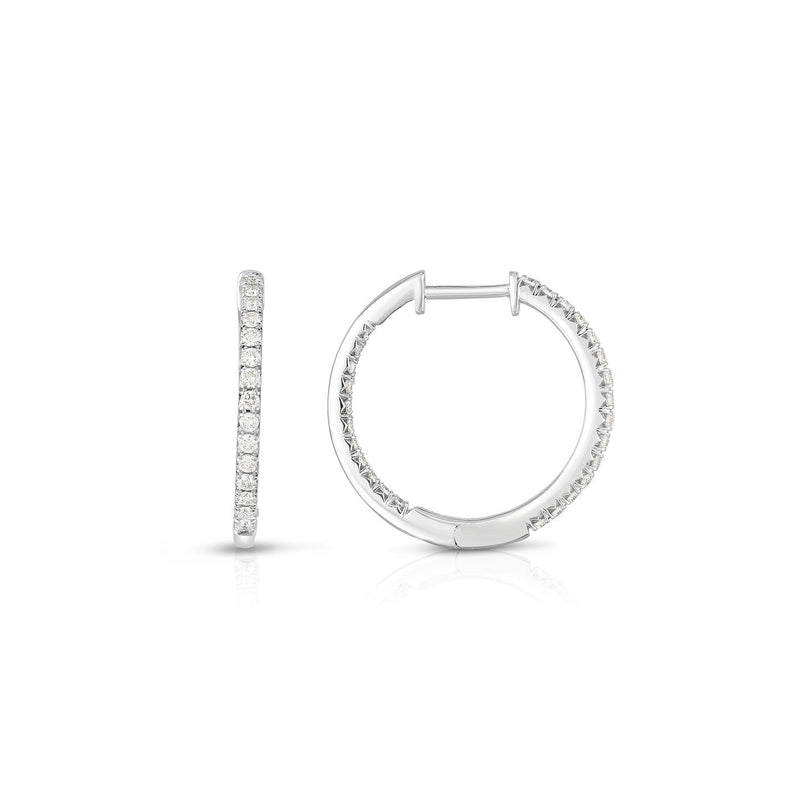 14K White Gold Diamond Inside & Outside Hoop Earrings-EARRINGS-MWI Jewelry-