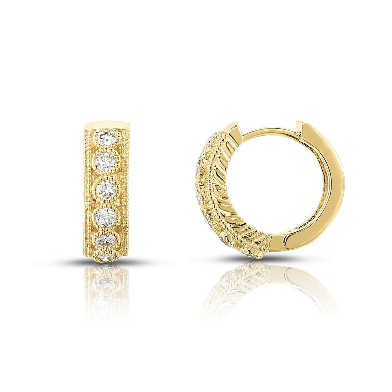 Diamond Bezel Set Migraine Huggie Earrings-Earrings-MWI Jewelry-