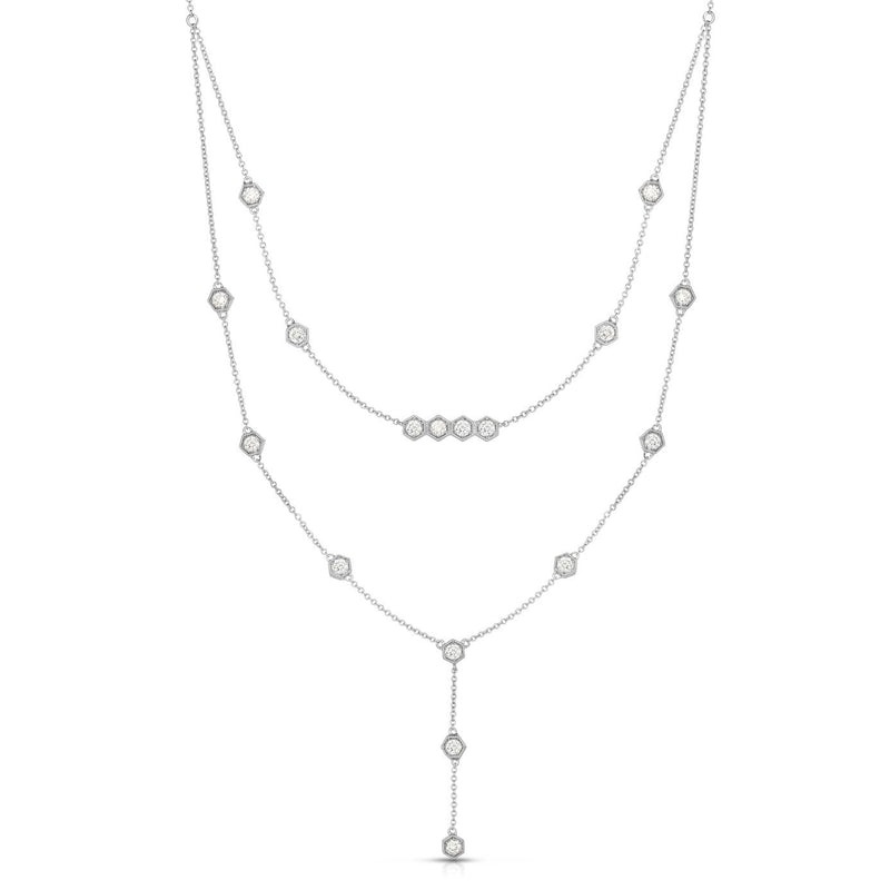 14K White Gold Diamond Double Strand Necklace Maurice s Jewelers