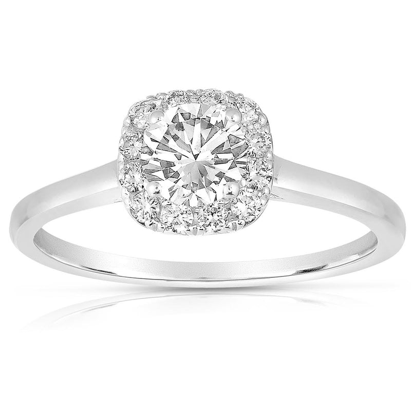 14K White Gold Diamond and Square Halo Mounting-engagement ring-MWI Jewelry-