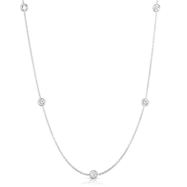 14K White Gold Diamond by The Yard Necklace-Necklaces-MWI Jewelry-
