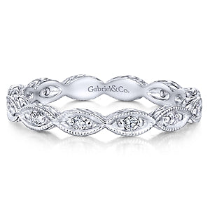 14K White Gold Diamond Eternity Stackable Band