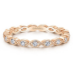 14k Rose Gold Diamond Stackable Small Eternity Band-Rings-gabriel & co-ROSE GOLD-