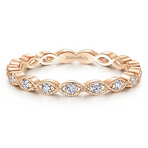 14k Rose Gold Diamond Stackable Small Eternity Band