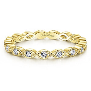 14K Yellow Gold Diamond Stackable Small Eternity Band