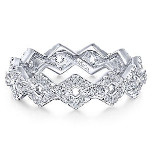 14K Rose Gold Diamond Fashion Stackable Eternity Band-Rings-gabriel & co-WHITE GOLD-
