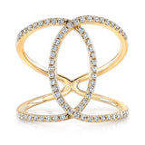 14K Yellow Gold Diamond Intertwined Circle Ring