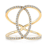 14K White Gold Diamond Intertwined Circle Ring-Rings-majolie-YELLOW GOLD-
