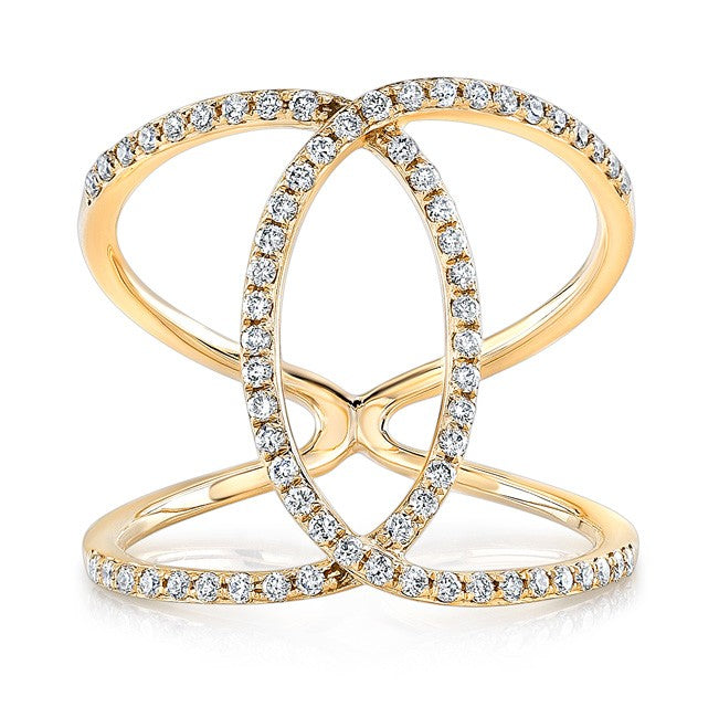 14K White Gold Diamond Intertwined Circle Ring