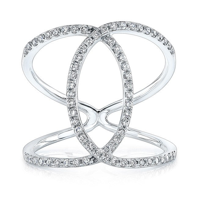 14K White Gold Diamond Intertwined Circle Ring-Rings-majolie-WHITE GOLD-