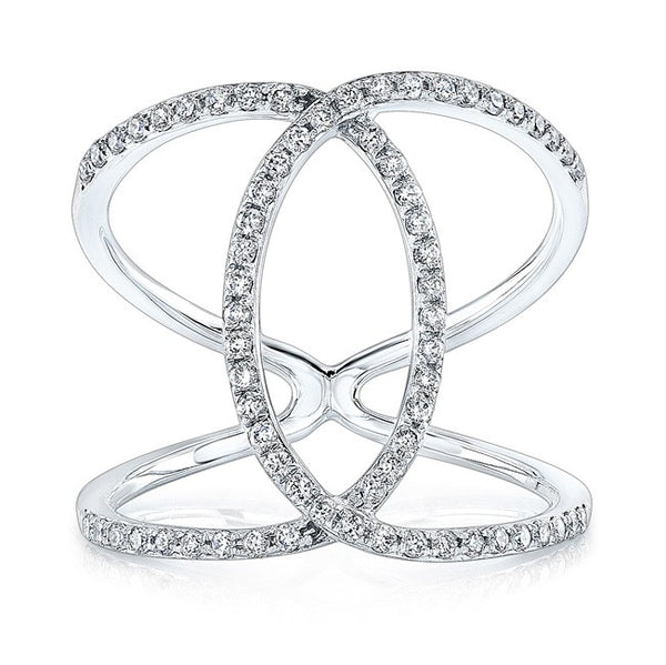 14K Yellow Gold Diamond Intertwined Circle Ring-Rings-majolie-WHITE GOLD-