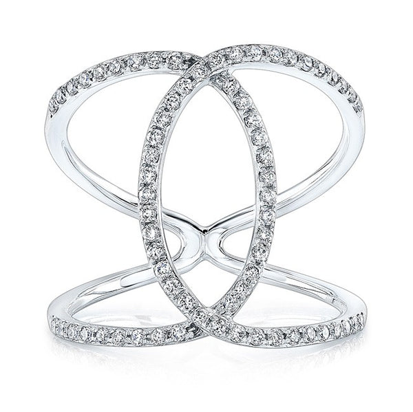 14K Yellow Gold Diamond Intertwined Circle Ring