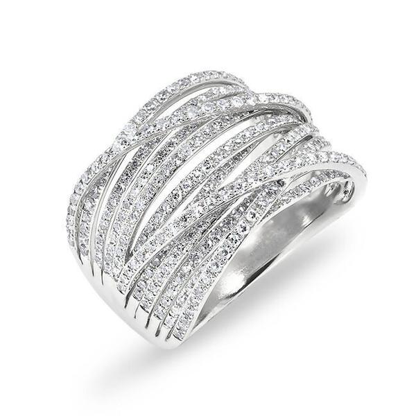 Platinum Diamond Multi CrossOver Ring-Rings-majolie-PLATINUM-