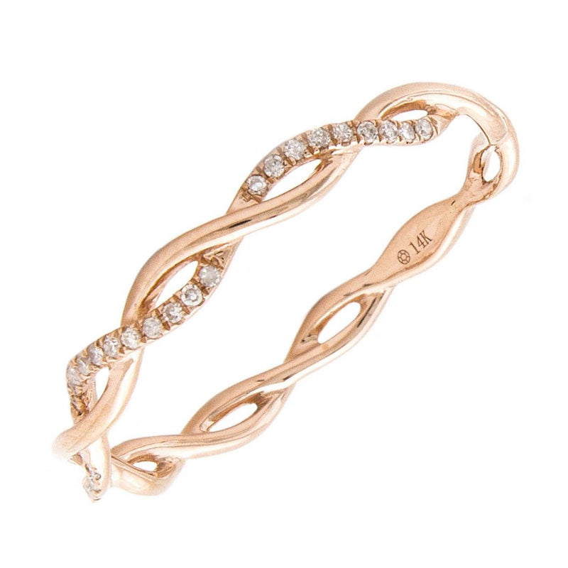 14K Rose Gold Diamond Twisted Band