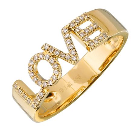 14K Yellow Gold Diamond Love Ring