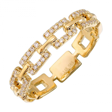 14K Yellow Gold Diamond Link Ring