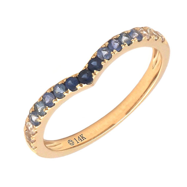 14K Yellow Gold Sapphire Ombre Ring