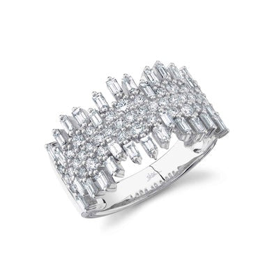 14K White Diamond Baguette Ring