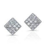 14K White Gold Diamond Pave Mini Square Earrings-EARRINGS-majolie-WHITE GOLD-