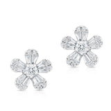 14K Yellow Gold Diamond Flower Stud Earrings (Small)