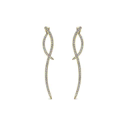 14K Yellow Gold Diamond Double Drop Earrings