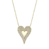 14K Yellow Gold Diamond Large Heart Polished Necklace-Necklaces-Maurice's Jewelers-YELLOW GOLD-