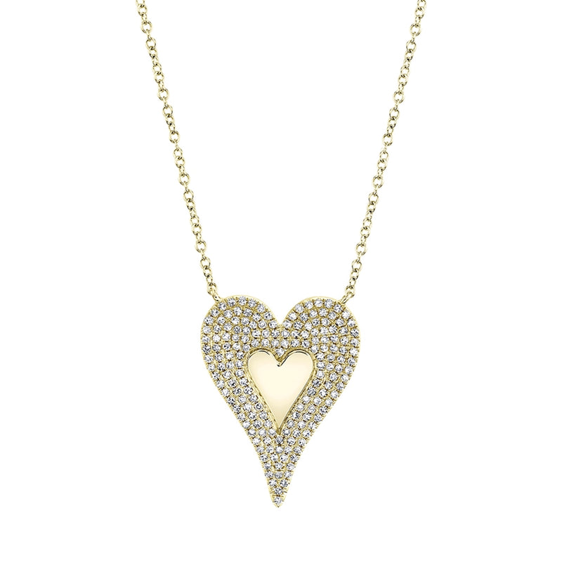 14K Yellow Gold Diamond Large Heart Polished Necklace-Necklaces-Maurice's Jewelers-YELLOW GOLD-
