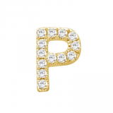 14K Yellow Gold Mini Diamond Initial Earrings-EARRINGS-superbell-P-