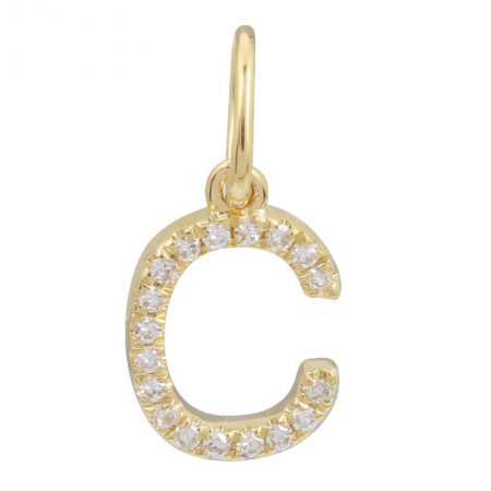 14K Yellow Gold Initial Diamond Initial Charm-Charms & Pendants-Maurice's Jewelers-C-