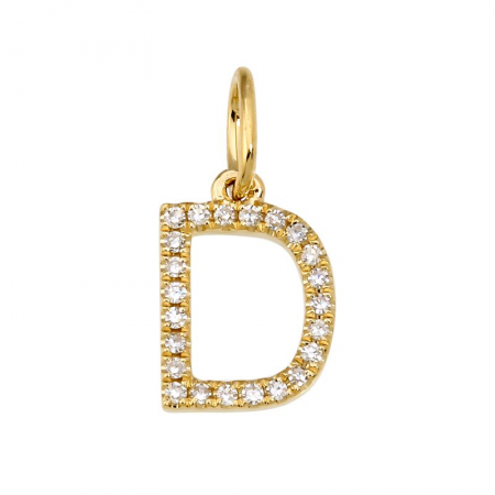 14K Yellow Gold Initial Diamond Initial Charm-Charms & Pendants-Maurice's Jewelers-D-