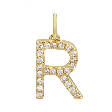 14K Yellow Gold Initial Diamond Initial Charm-Charms & Pendants-Maurice's Jewelers-R-