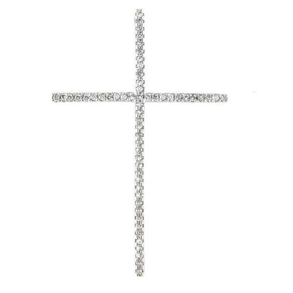 14K Yellow Gold Diamond Large Cross Necklace