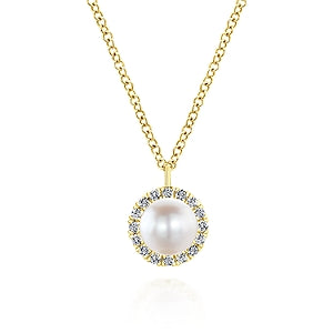14K Yellow Gold Diamond + Pearl Necklace-Necklaces-gabriel & co-