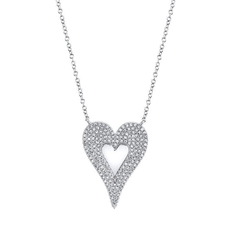 14K Yellow Gold Diamond Large Heart Polished Necklace-Necklaces-Maurice's Jewelers-WHITE GOLD-
